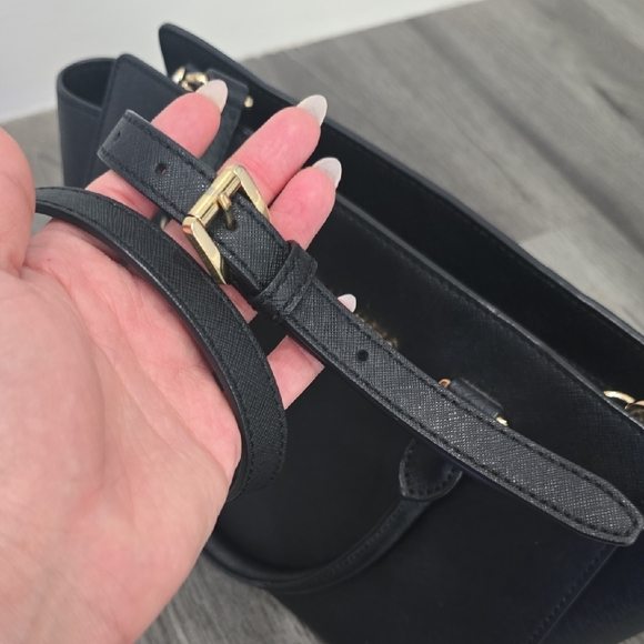 Michael Kors Selma Black Saffiano Leather Satchel Gold Hardware - Picture 7 of 11